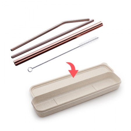 4-in-1 Rose Gold Stainless Steel Drinking Straw Gifts Set 05
