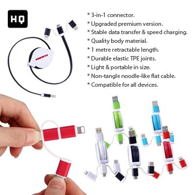 3-in-1 UNI Retractable USB Charging Cable 08