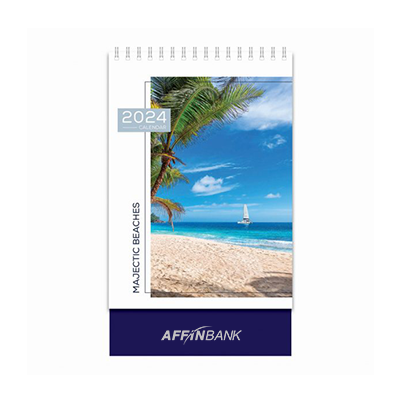 Majestic Beaches ll Wire-O Desk Calendar 2024 01
