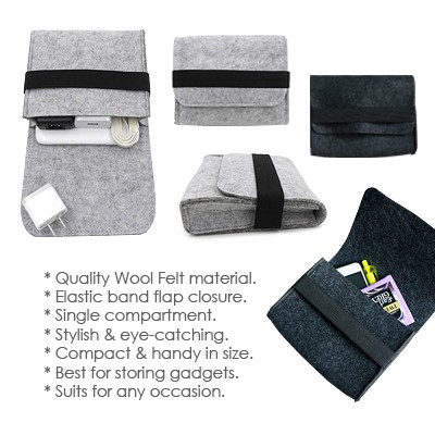 Mini Elastic Strap Felt Gadget Pouch 06