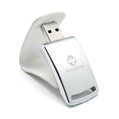 Executive PU White Magnetic USB Flash Drive - 4GB 10