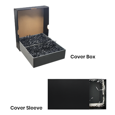 Black Gift Box 2 Compartment with Shredded Paper- M Size 08