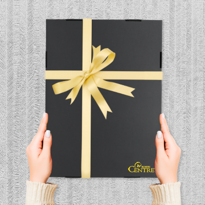 Black Gift Box 3 Compartment with Shredded Paper- M Size 07