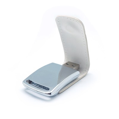 Executive PU White Magnetic USB Flash Drive - 4GB 09