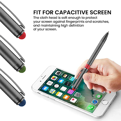 Color Tone Press Action Metal Ball Pen with Stylus 04