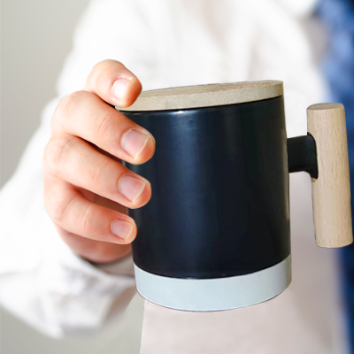 Duo Tone 2 Ceramic Wooden Handle Mug - 380ml 06