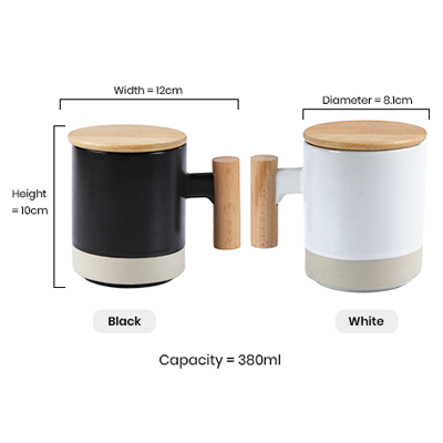 Duo Tone 2 Ceramic Wooden Handle Mug - 380ml 08