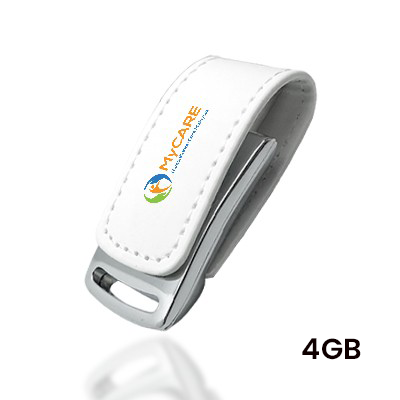 Executive PU White Magnetic USB Flash Drive - 4GB 01