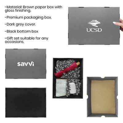 Grey Gift Box 2 Compartment with Shredded Paper- L Size 06