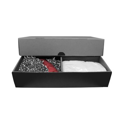 Grey Gift Box 3 Compartment with Shredded Paper- L Size 10