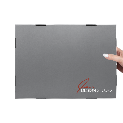 Grey Gift Box 3 Compartment with Shredded Paper- L Size 08