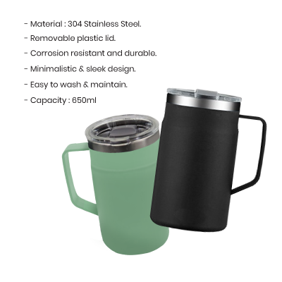 LOCK Stainless Steel Mug with Cover - 650ml 10