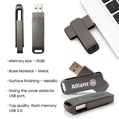 Metal Swing Black USB Flash Drive - 16GB 09
