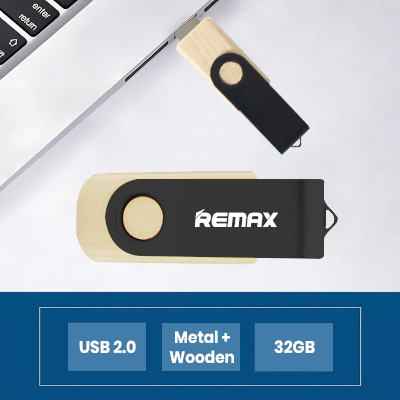 Metal Swivel Black Wooden USB Flash Drive – 32GB 07