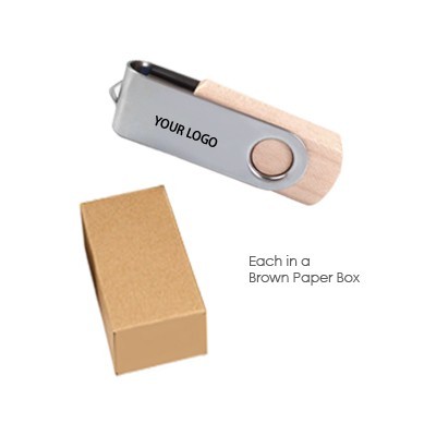Metal Swivel Wooden USB Flash Drive - 16GB 07