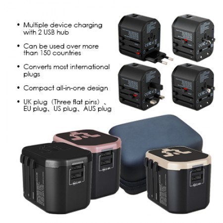 Premium Travel Adapter Dual USB Hub With Smart Charge 2.4A 09