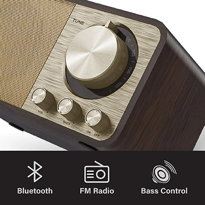 Retro Wooden Bluetooth Speaker with FM Radio – 1800mAh 04