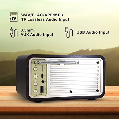 Retro Wooden Bluetooth Speaker with FM Radio – 1800mAh 05