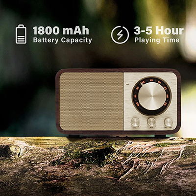 Retro Wooden Bluetooth Speaker with FM Radio – 1800mAh 06