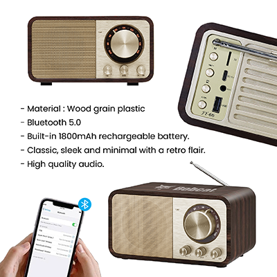Retro Wooden Bluetooth Speaker with FM Radio – 1800mAh 10