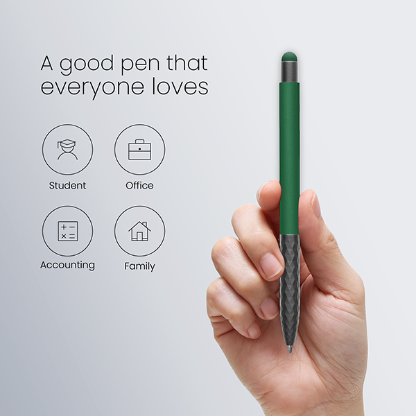 Stylus Touch Press Action Aluminum Ball Pen 06